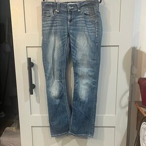 BKE Women's Faded Blue Straight Leg Jeans